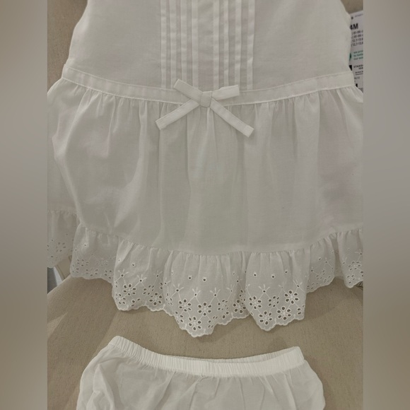 🦢 24 Mth Baby Girl Fancy Cotton Eyelet Dress With Bow & Matching Panty N… - Picture 6 of 9
